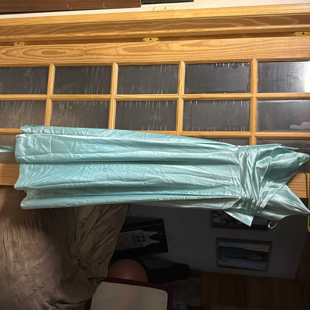 Women’s long homecoming or prom dress.